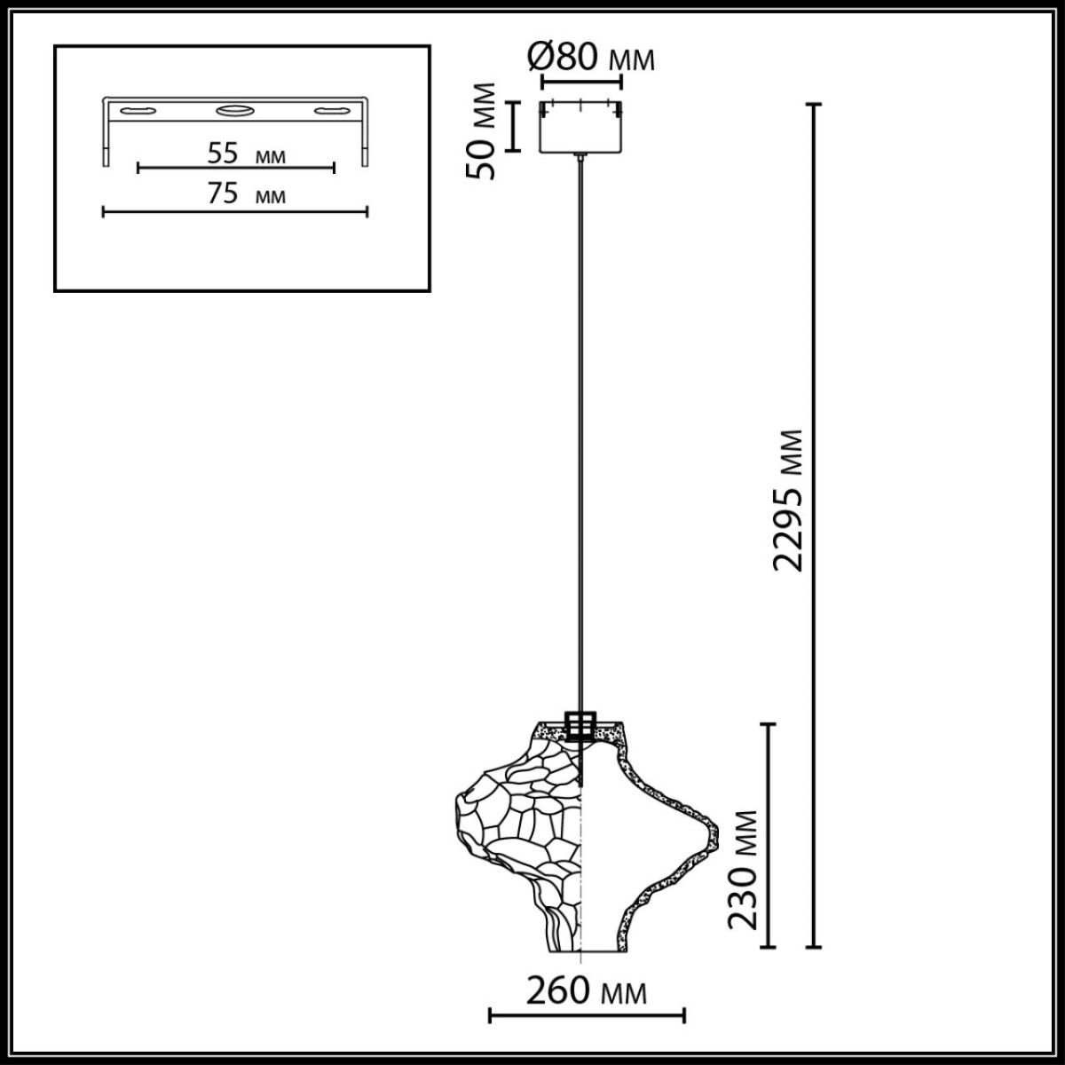 подвесной светильник odeon light l-vision ordi 5107/3la