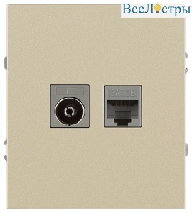 Розетка Эра Arktik 16-3110-04 комбинированная RJ45+TV шампань Б0070497