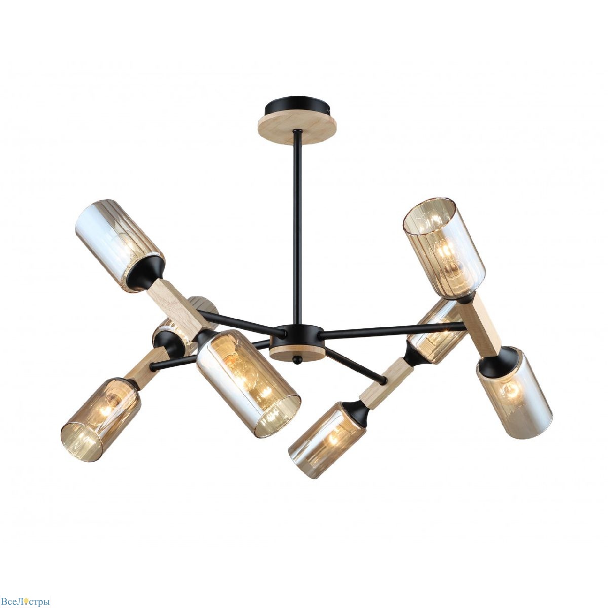люстра на штанге imex md.5495-8-s-bk+wood