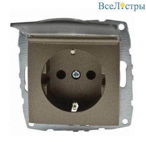 Розетка 2К+З Mono Electric Despina/ Larissa 16A 250V с крышкой винтовое подключение бронза 500-002321-118
