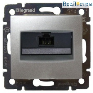 Розетка компьютерная RJ45 Legrand Valena 5e кат UTP с захватами алюминий 770230