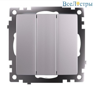 Выключатель трехклавишный Stekker Катрин GLS10-7108-03 серебро 49173