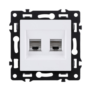 Розетка двойная Ethernet RJ45 Cat.6, белый Kollinger Asthetik AS-018WH