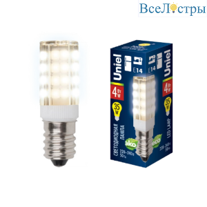 Лампа светодиодная (UL-00000179) Uniel E14 4W 3000K прозрачная LED-Y16-4W/WW/E14/CL PLZ04WH