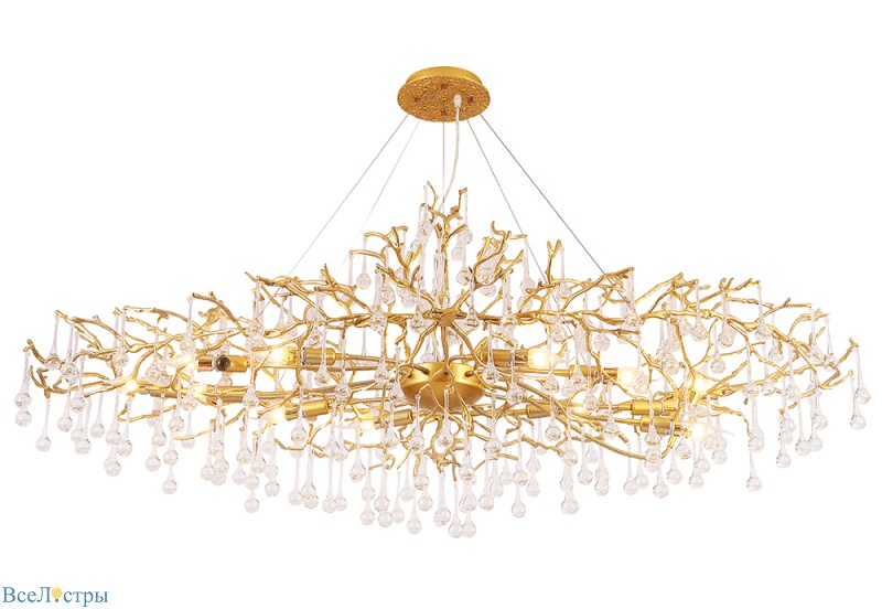 подвесная люстра crystal lux reina v2 sp12 l1500 gold pearl