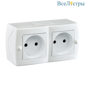 Розетка 2К двойная Mono Electric Octans IP20 16A 250V винтовое подключение белый 104-010106-121