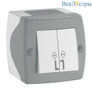 Выключатель Mono Electric Octans IP20 двухклавишный проходной бело-серый 104-020001-111