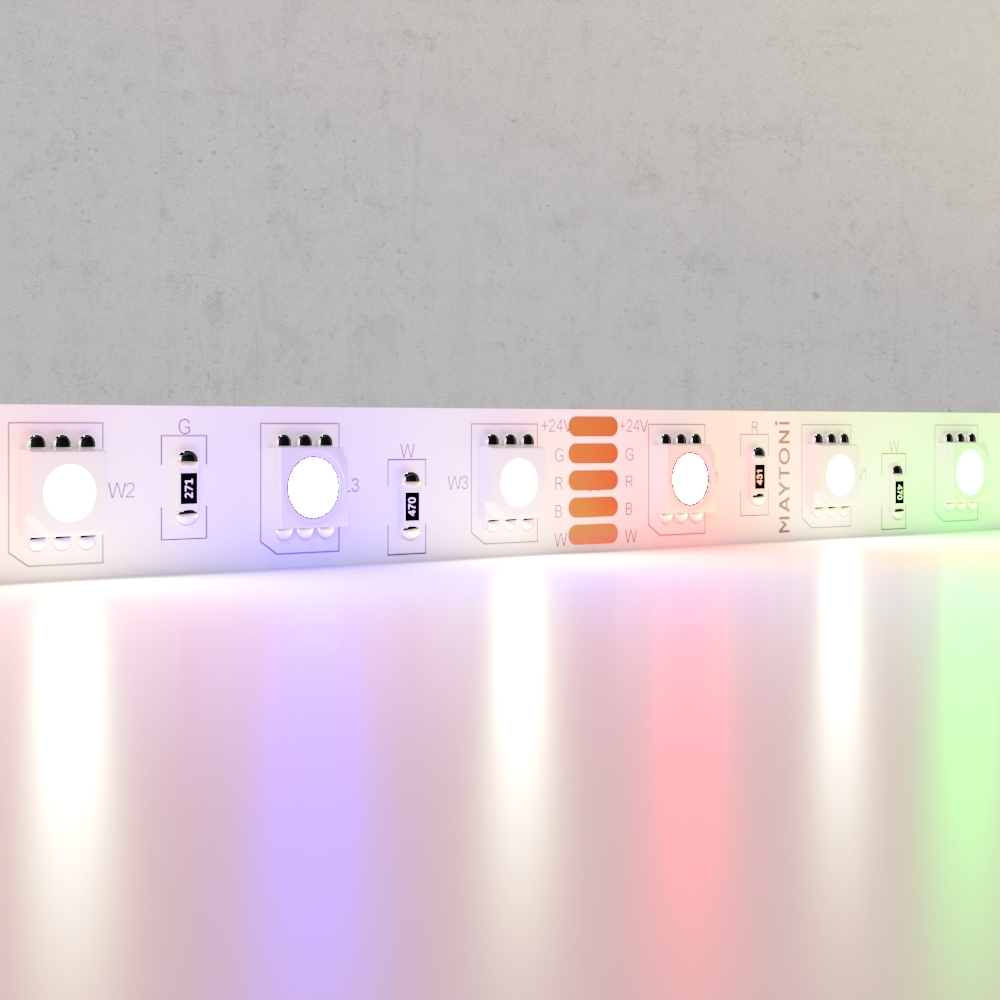 светодиодная лента maytoni technical 24в 5050 14,4вт/м rgb+w 4000k ip20 10177