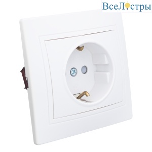 Розетка 2П+З с защ. шт. скрытой установки 16А 250В IP20, белая (керамика) "Дельта" General 477220