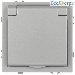 Розетка Эра Galaxy 15-2103-03 c заземлением 2P+E Schuko со шторками с крышкой 16А-250В IP20 алюминий Б0070662