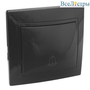 Выключатель кнопка звонковая скрытой установки 6А IP20, черная (керамика) "Дельта" General 477312