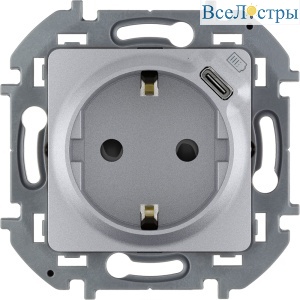 Розетка с/з с USB тип C со шторками Legrand Inspiria 673772