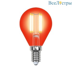 Лампа светодиодная филаментная (UL-00002985) Uniel E14 5W красный LED-G45-5W/RED/E14 GLA02RD