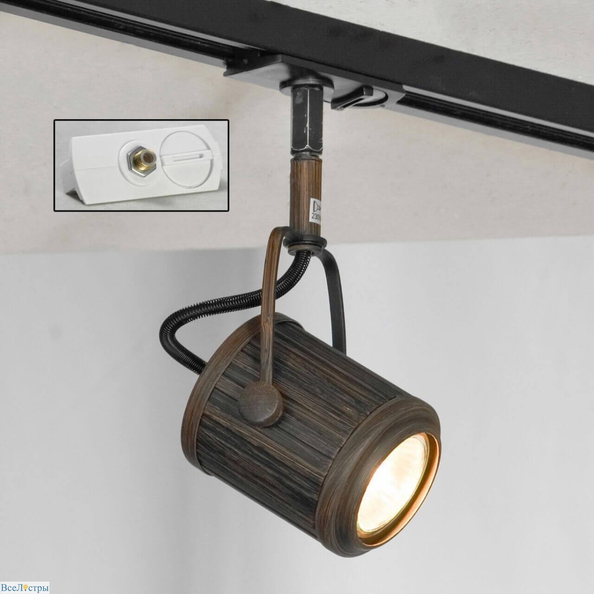 трековый светильник однофазный lussole loft clifton track lights lsp-9131-taw