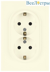 Розетка Эра Galaxy 15-2105-02 с заземлением двойная 2X2P+E Schuko со шторками IP20 16А-250В слоновая кость Б0070699