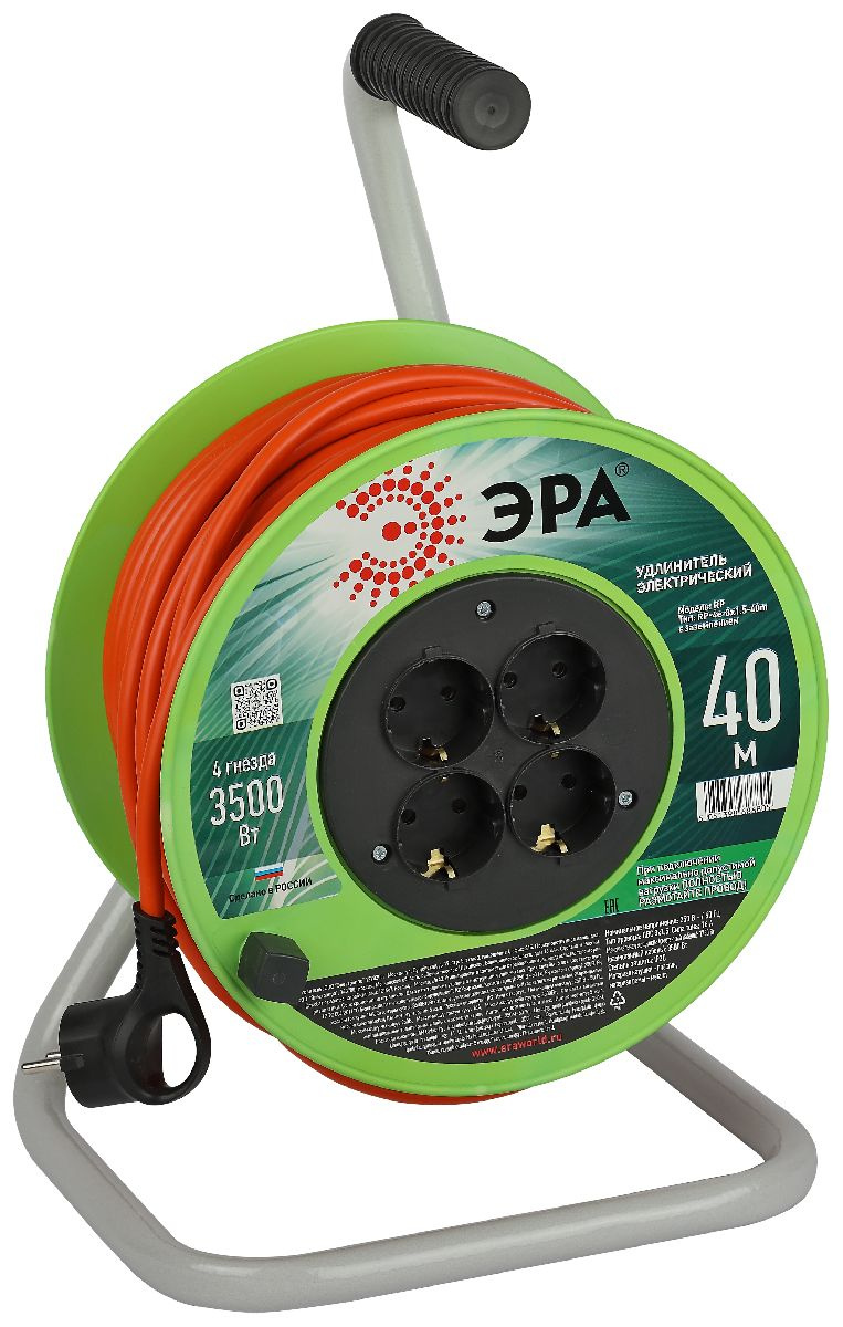 удлинитель силовой эра rp-4e-3x1.5-40m б0056103