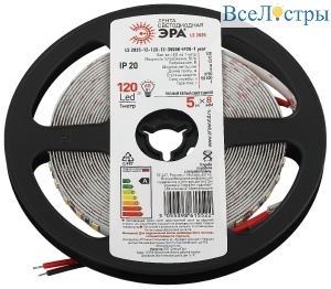 Светодиодная лента Эра 12В 2835 12Вт/м 3500K 5м IP20 LS2835-12-120-12-3500K-IP20-1 year-5m Б0053971