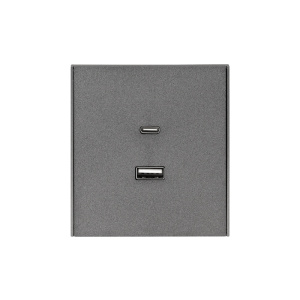 Розетка STRONG USB-A+Type-C 3А с функцией быстрой зарядки графит KRANZ KR-78-0734-6