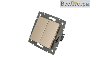 Механизм выключателя двухклавишный проходной Arlight SWT-MKP2-PL-GD-V (250V, 10A) 049895