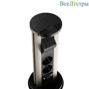 Блок розеток 12J (2 секции, USB type A+C + RJ45 + HDMI) беспроводная зарядка Mebax 00-00002597