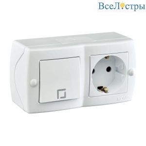 Выключатель - розетка Mono Electric Octans IP20 одноклавишный - 2К+З белый 104-010101-180