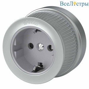 Розетка Werkel с заземлением Ретро матовый хром WL19-10-01 4690389143434