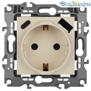 Розетка со шторками с USB type-A+C Эра 12-4108-02 Б0067731