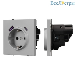 Механизм розетки Arlight с USB зарядкой SCT-NOBE-MUAC-SFPL-IS (230V, 16A) 059445