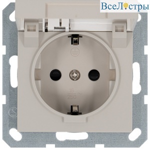 Розетка SHUKO с крышкой и защитными шторками 16A 250V 2P+T, цвет Тауп Jasmart G5505T