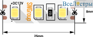 Светодиодная лента SWG SWG2120-12-9.6-W-66-M 12В 9,6Вт/м 6000-6500K 5м IP66 018955