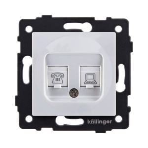 Розетка двойная RJ11 + RJ45 Cat.6, белый Kollinger REA-011WH для Aspekt, Eleganz, Reflex