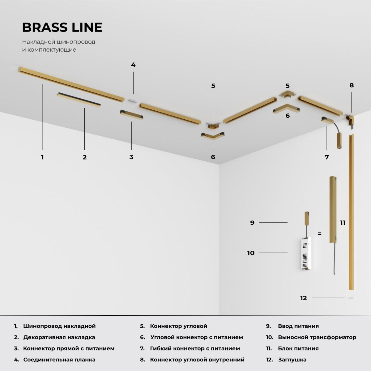 шинопровод магнитный накладной elektrostandard brass line 85227/00 4690389219085 a072146
