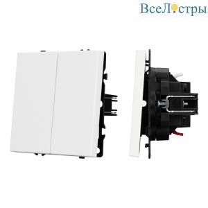 Механизм выключателя двухклавишный проходной Arlight SWT-NOBE-MKP2-SFPL-WH (230V, 10A) 054242