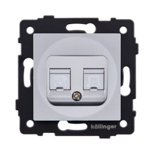 Розетка двойная RJ11 + RJ45 Cat.6, серый Kollinger REA-011GY для Aspekt, Eleganz, Reflex