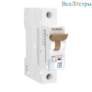 Автоматический выключатель Werkel 1P 20А C 6кА W901P206 4690389192586