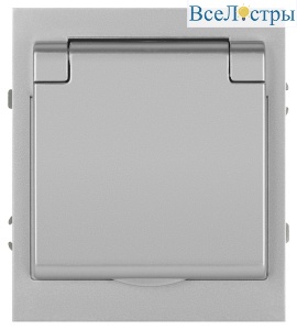 Розетка Эра Arktik 16-2103-03 с заземлением 2P+E Schuko со шторками с крышкой 16А-250В алюминий Б0070436