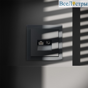 Розетка телевизионная встраиваемая Voltum S70 TV+RJ45 кат. 6, (графит) VLS060707