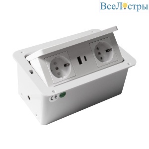 Блок розеток LK-DMS-742 (2 секции полуавтоматический 2 USB беспроводная зарядка) Mebax 00-00002869