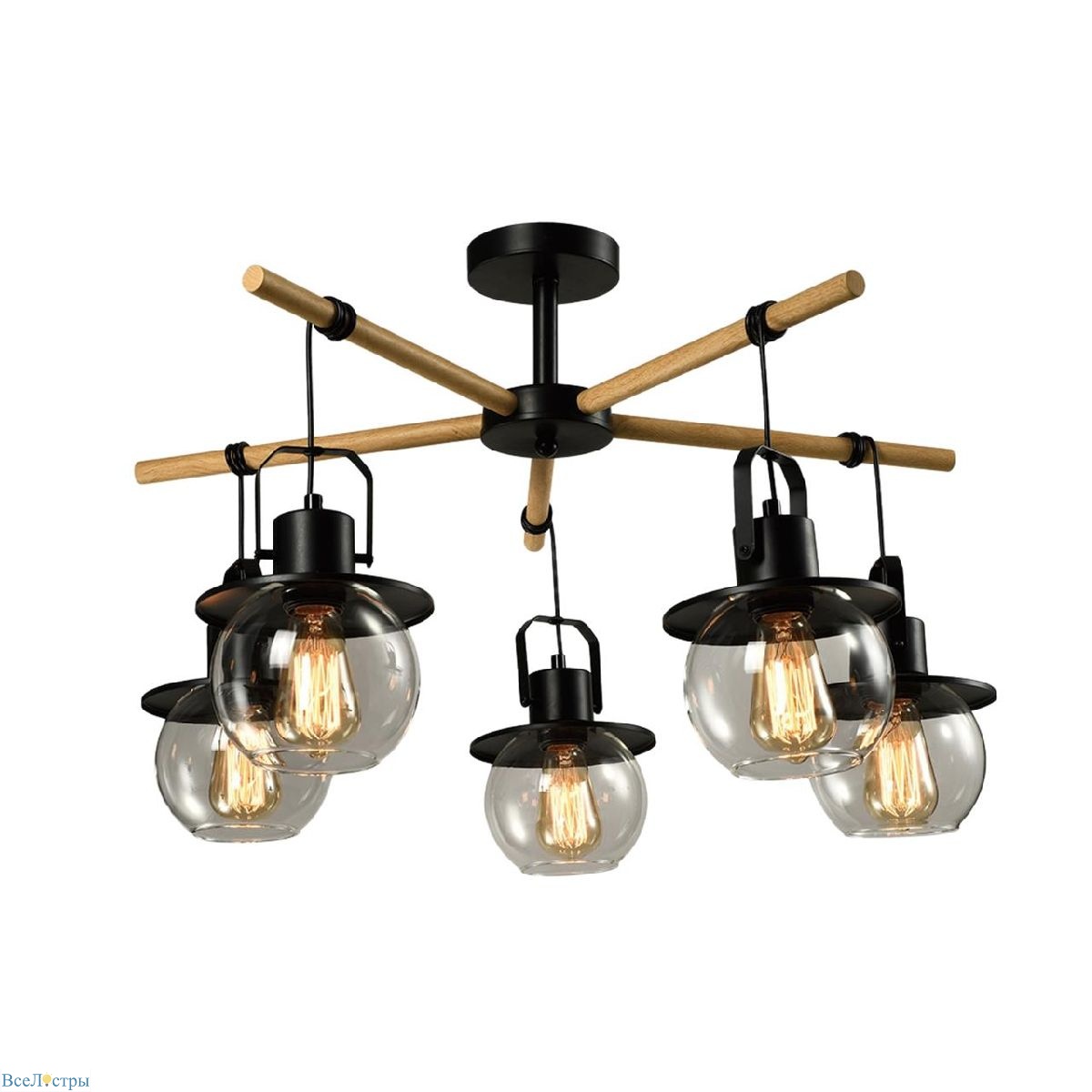 подвесная люстра imex freedom md.23044-5-s-bk+wood