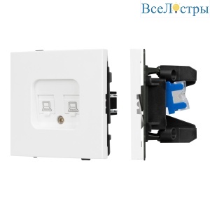 Механизм компьютерной розетки двойной Arlight SCT-TENDO-MPC2-PL-WH (RJ-45, CAT6) 054100