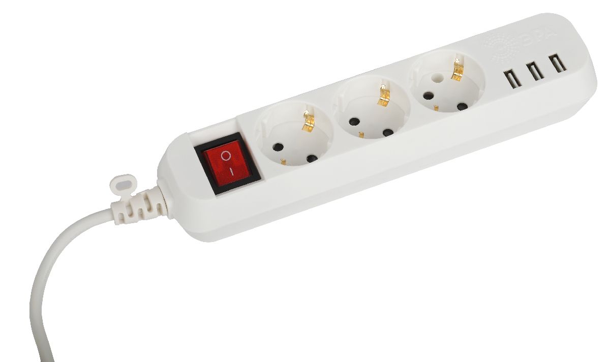 удлинитель электрический эра u-3es-1,5m-usb б0052900