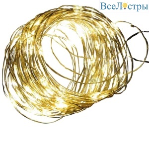 Светодиодная гирлянда (UL-00005482) Uniel Роса теплый белый ULD-S1000-100/SCB/3AA Warm White IP20 Dew