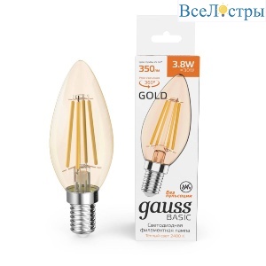 Светодиодная филаментная лампа Gauss Basic Filament E14 3,8W 2400K 1037154