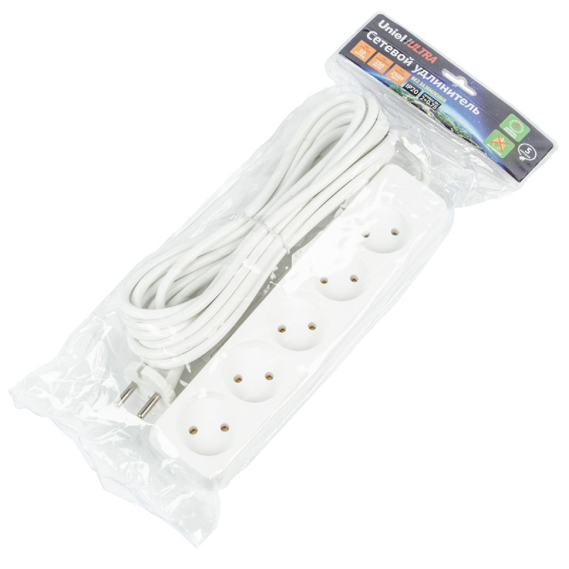 удлинитель бытовой uniel ultra s-cu4-5 white ul-00009989
