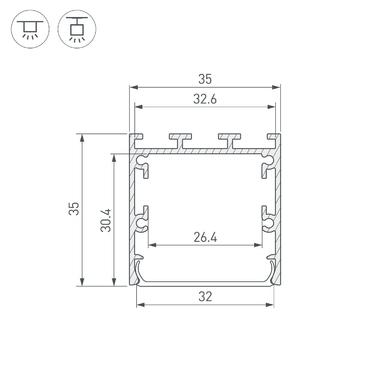 алюминиевый профиль arlight line-m-3535-2000 black 053401