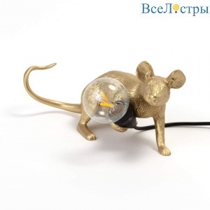 Настольная лампа Mouse Lamp Lyie Down Gold USB Seletti