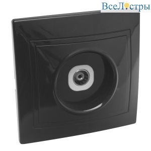 Розетка телевизионная простая (0-2400МГц, "мама") скрытой установки IP20, черная "Дельта" General 477332