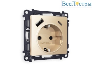 Комплект механизма розетки 2USB A+C 20W (быстрая зарядка) с/з Ambrella Volt Alfa MA610010