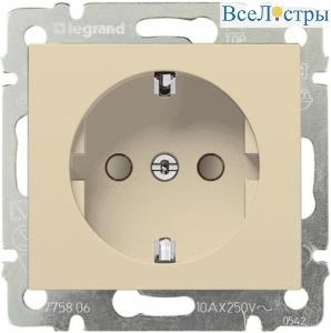 Розетка 2К+3 Legrand Valena 16A 250V с/з со шторками безвинтовой зажим слоновая кость 774122