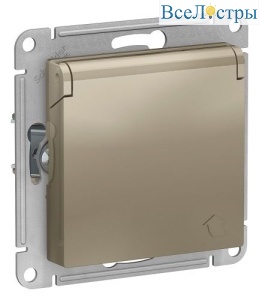 Розетка с заземлением со шторками и крышкой Schneider Electric Atlas design ATN000546